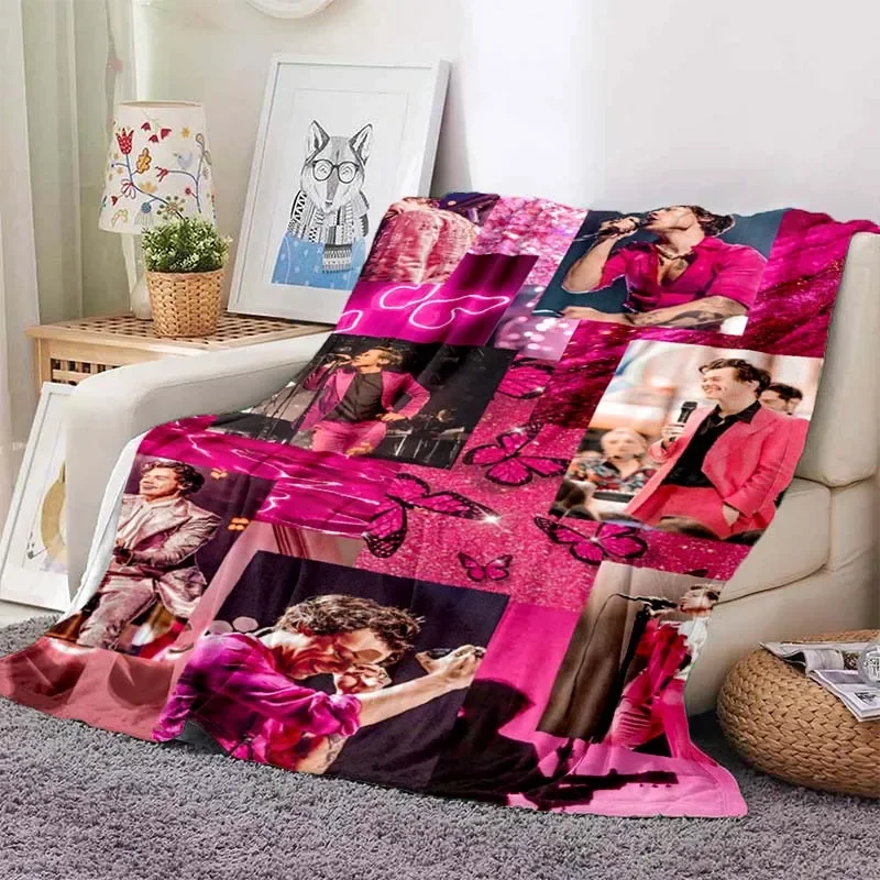 

Harrystyles Flannel Soft Blanket Warm Retro Blankets for Beds Bedroom Living Room Sofa Blanket Travel Picnic Blanket