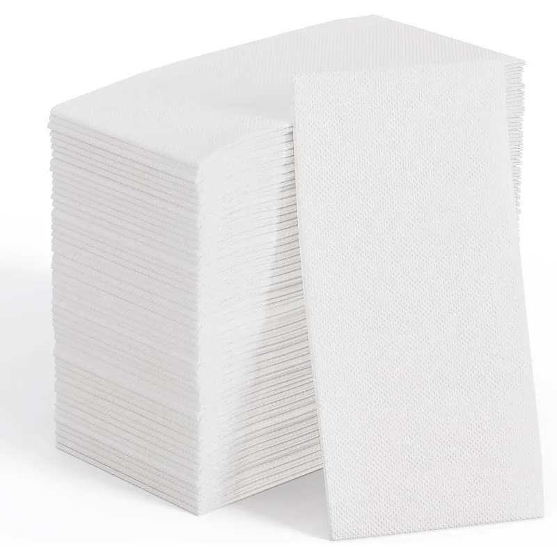 Disposable Paper Soft Bathroom Napkins 200 Pack for Guests 2-Ply White Paper Hand Towels for Halloween Wedding Thanksgiving