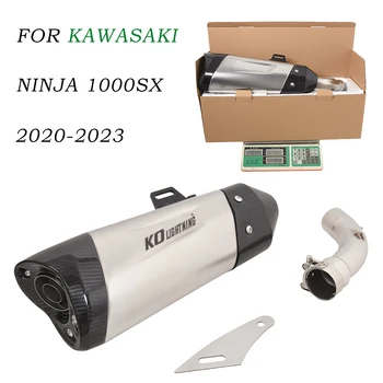 For Kawasaki Ninja1000SX 2020-2023 Slip On Modified Motorcycle Exhaust Muffler Escape Mid Link Pipe Stainless Steel Carbon Fiber