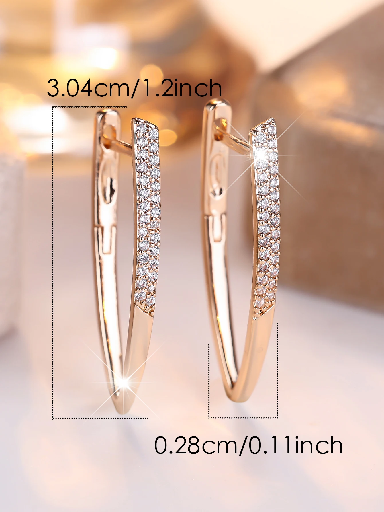White Zircon Geometric Hollow V Shaped Hoop Earrings For Women Vintage Gold Color Ear Buckle Wedding Jewelry Versatile Gifts