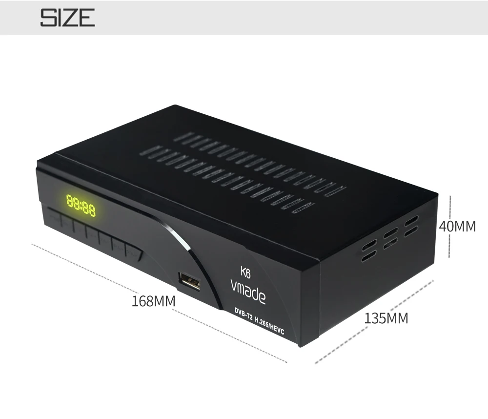 VMADE DVB-T2 TV ڽ + WIFI DVB T2,  TV ű ڽ,   Ʃ  ڽ , H.265 RJ45 Ʈ, K6