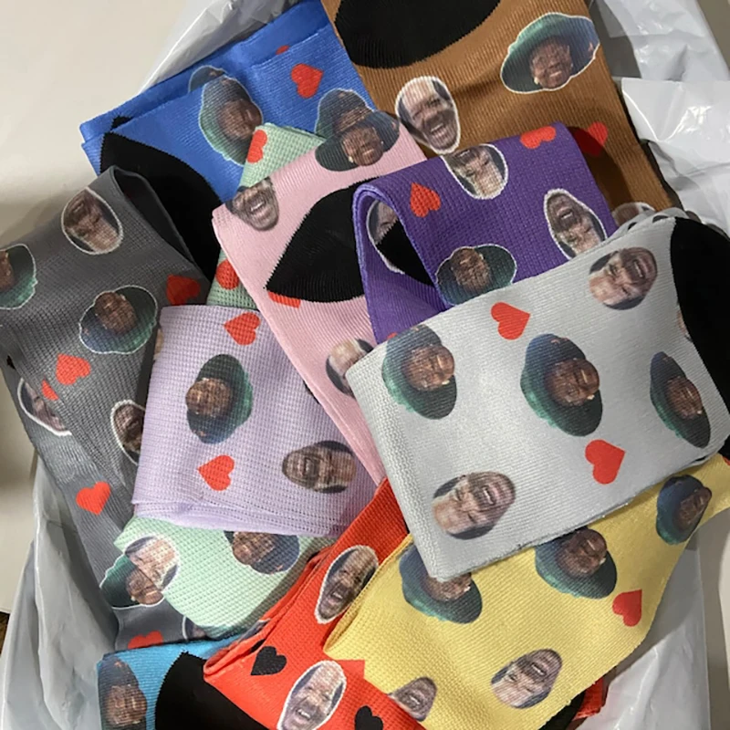 Custom Face Socks Personalized Funny Long Socks With Face Customize Heart Unisex Socks For Friends Father Day's Anniversary