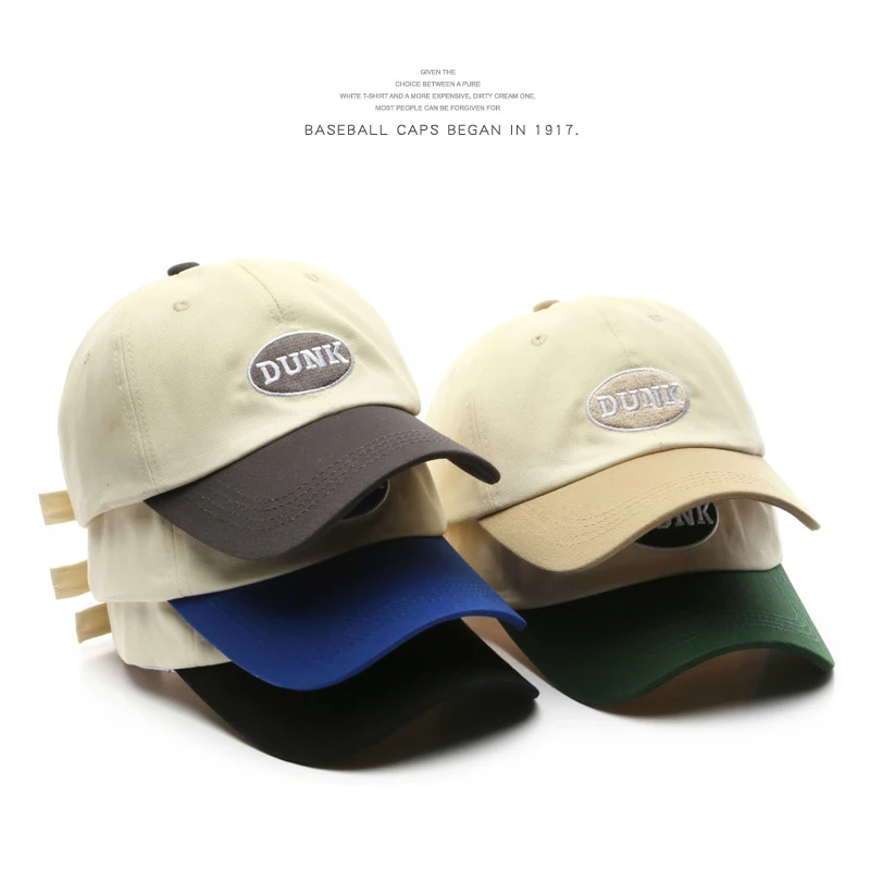 

SLECKTON Fashion Baseball Cap for Women and Men Cotton Snapback Hat Summer Visors Cap "DUNK" Embroidered Splicing Hat Unisex
