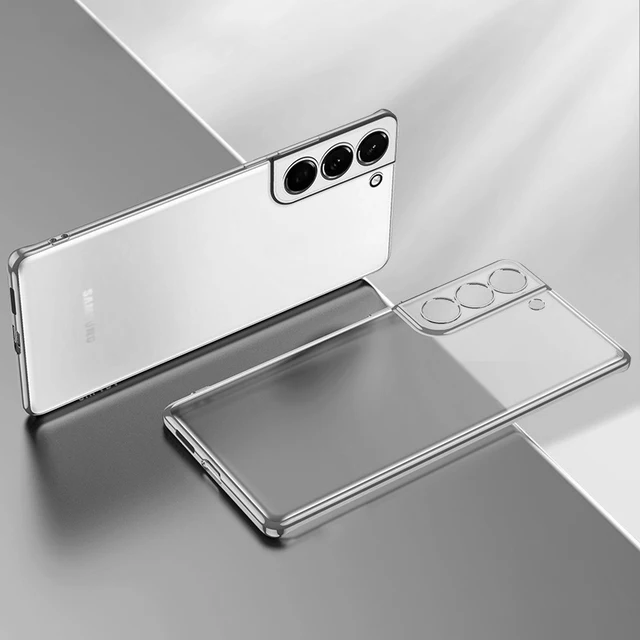 Luxury Transparent Soft Silicone Case for Samsung Galaxy S22 S21 Ultra Plus S20 S21ultra S22Ultra Clear Camera Protection Cover silver