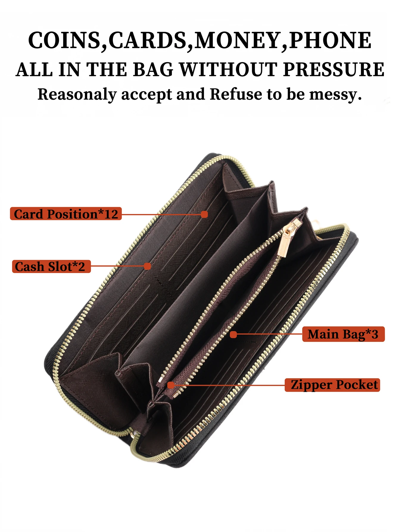 Clutch Canvas Men's Long Wallet with Zipper Clutch Mobile Phone Bag