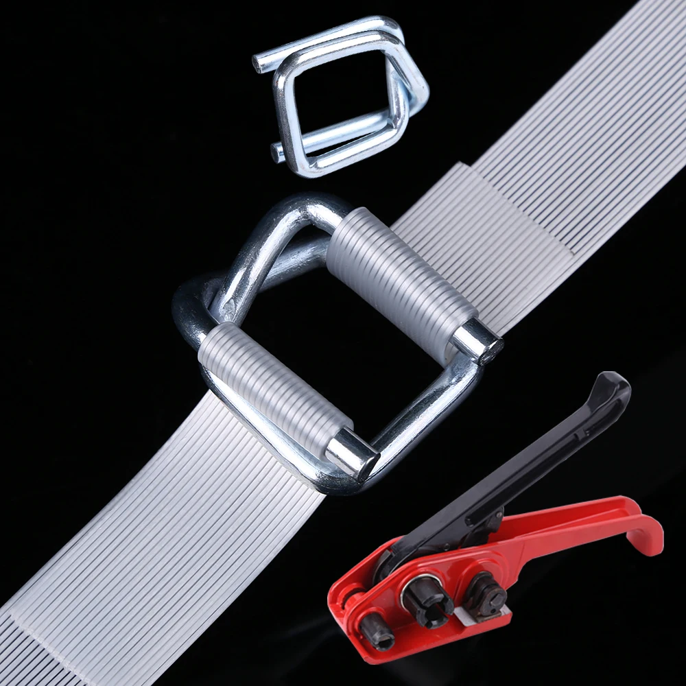 Composite Cord Strap Packing Pallet Heavy Cargo Packaging Strapping Belts Galvanized Steel Buckles Goods Manual Pack Hand Tools