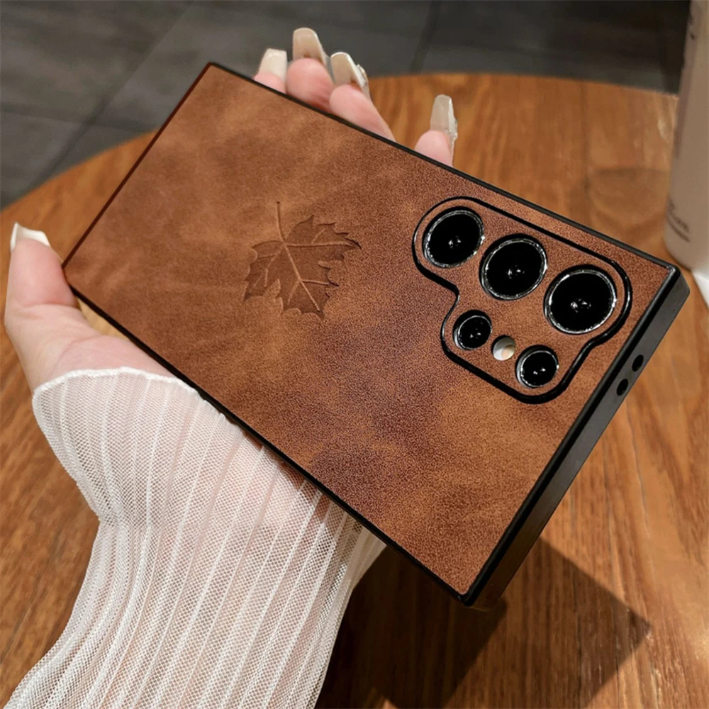 Luxury Maple Leaf Sheepskin Phone Case