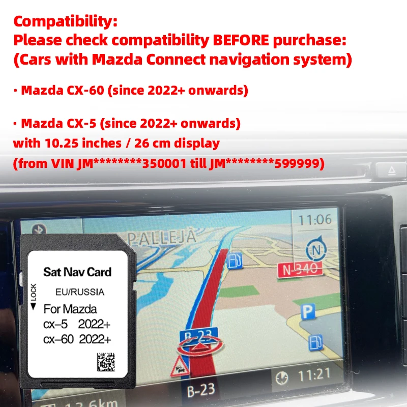Mazda CX-5 CX-60 2022+ 최신 지도 버전 네비게이션 SD EU 러시아용..