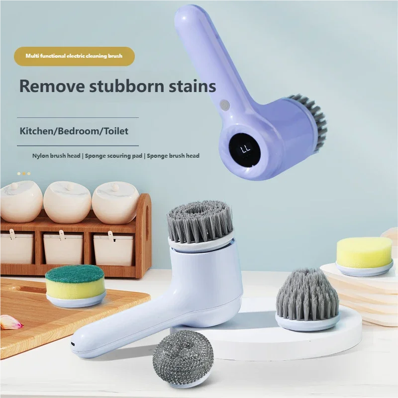 Electric Spin Scrubber Cordless Cleaning Brush with 5 Replaceable Heads