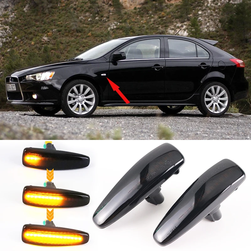 

2X Dynamic LED Turn Signal Light Side Marker Blinker Lamp For Mitsubishi Lancer Evolution Evo X Outlander Sport RVR ASX Mirage