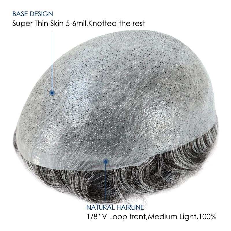 Human Hair Toupee GLORYHAIR OS25 Bio-Thin Skin Men Toupee PU Men's Capillary Prothesis Peruk Fine Quality Indian Human Hair Men Wig