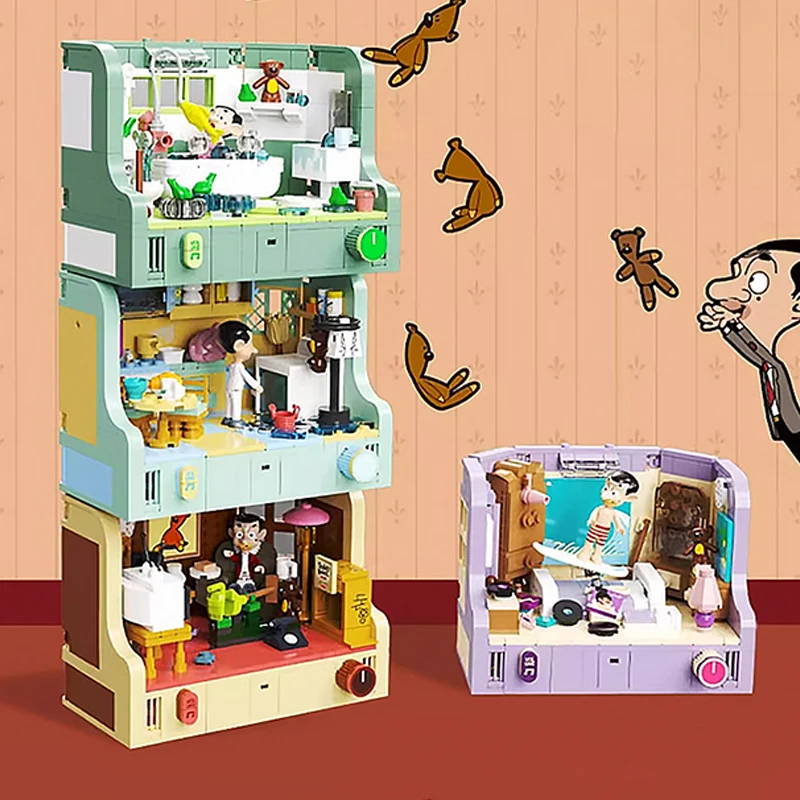 Mr Bean-House Series Building Block Set para Crianças, Casas