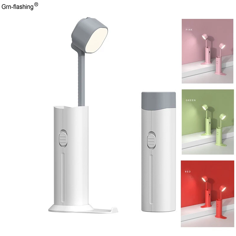 

USB Rechargeable LED Table Reading Lamp for Kids Children Retractable Dimming Flashlight Outdoor Travel Camping Lantern Torch