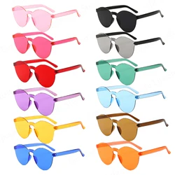 12/24/48Pcs Rimless Sunglasses Oversized Round Party Sunglasses Fashion Candy Color Tinted Fun Sunglasses for Women Men