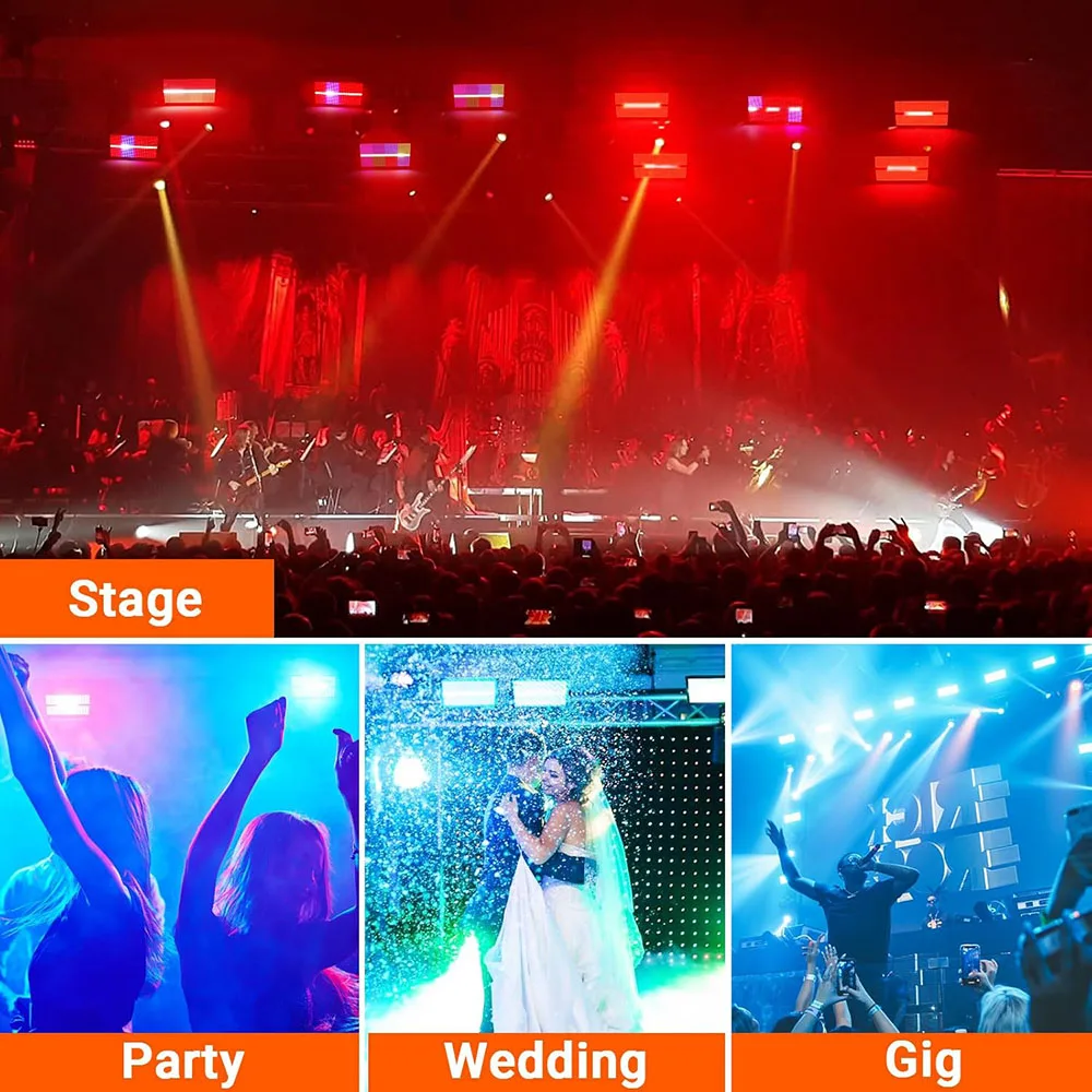 960LED RGBW Strobe Lights 4PCS DJ Disco Lights 8+8 Segments Audience Wedding Stage Lights Club Party Holiday Ambient Lights