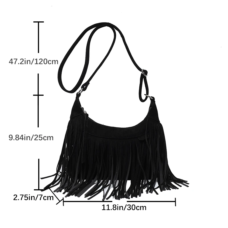 Fashion Tassel Shoulder Bag for Women High Quality Deerskin Armpit Bag Women Retro Purse Crossbody Bag Bohemian Handbag Satchel - Image 4