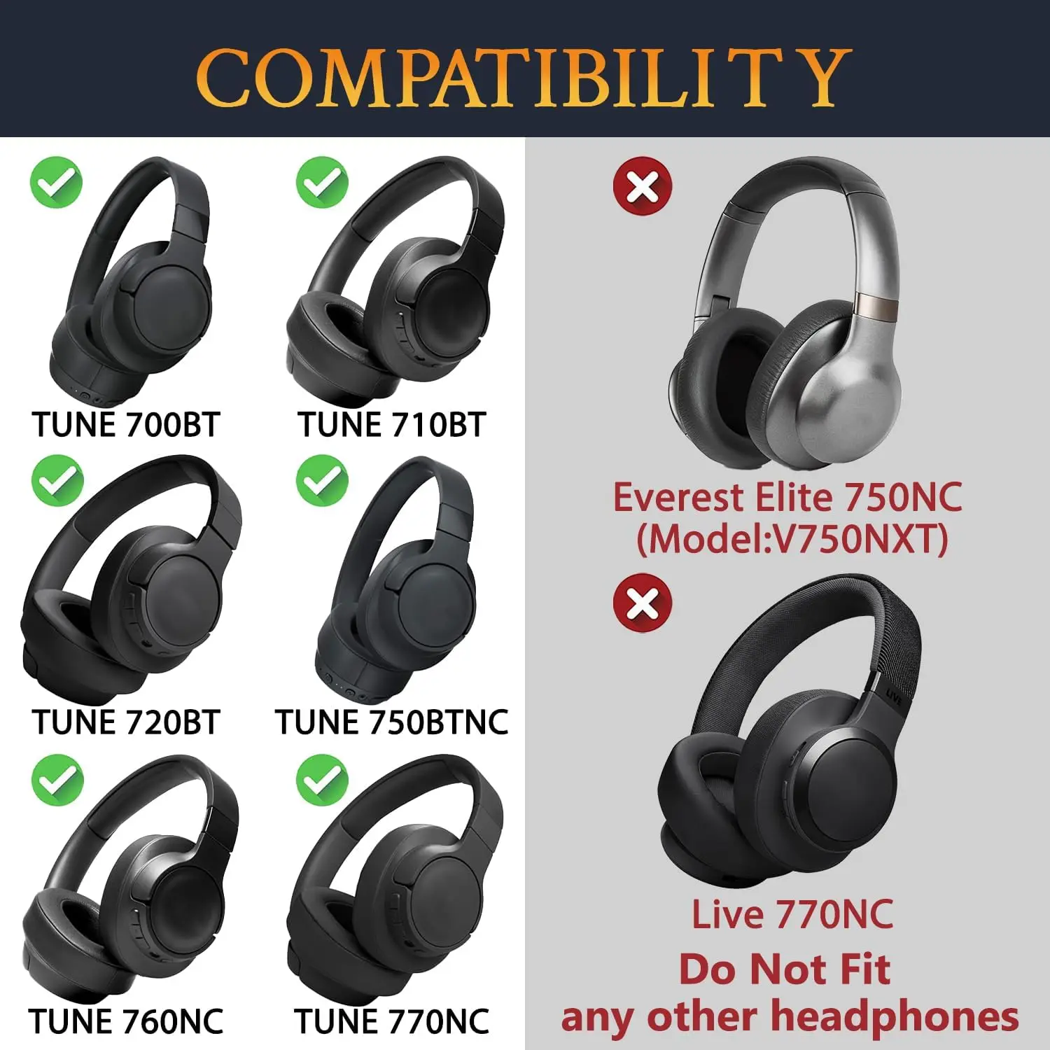 Premium Replacement Earpads for Over-Ear Headphones - Soft Cushion Ear Pads and Headband Accessory Pack