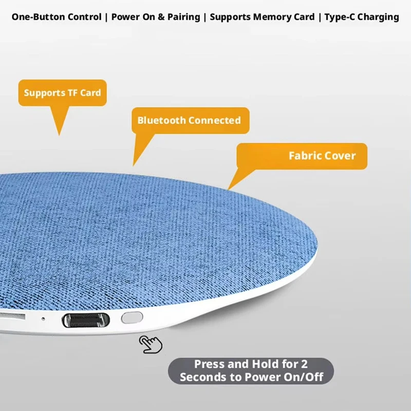 Ultra-Thin Mini Bluetooth Speaker with Nature Sounds and White Noise