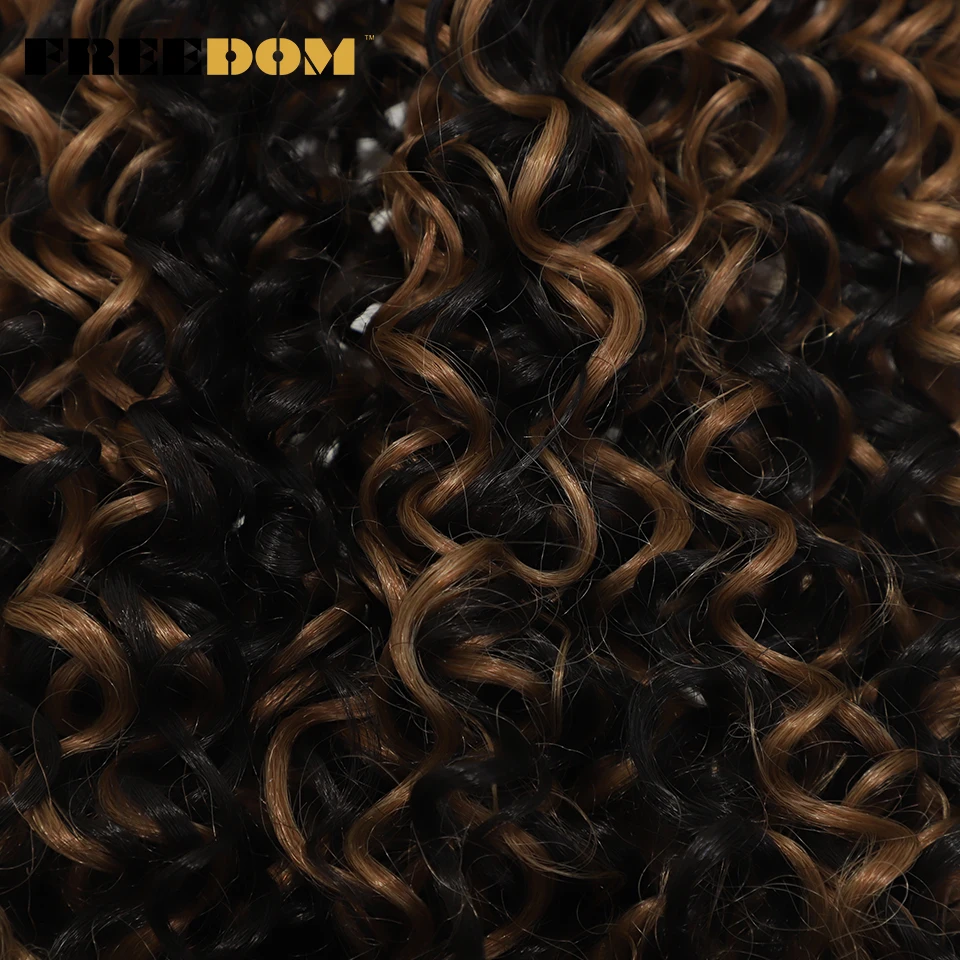 FREEDOM Synthetic Afro Kinky Curly Hair Extensions 22 24 26 inch 6PCS Hair Bundles Weave For Women Ombre Brown Blonde Fake hair extensions