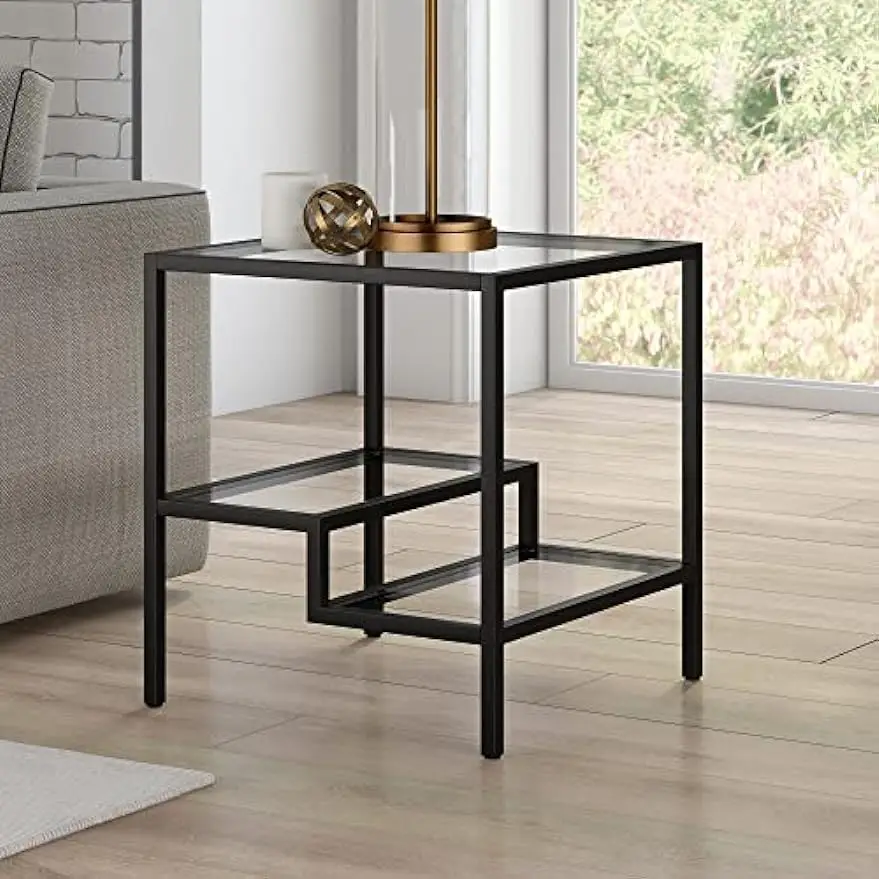 20 Wide Square Side Table in Blackened Bronze, Table for Living Room, Bedroom