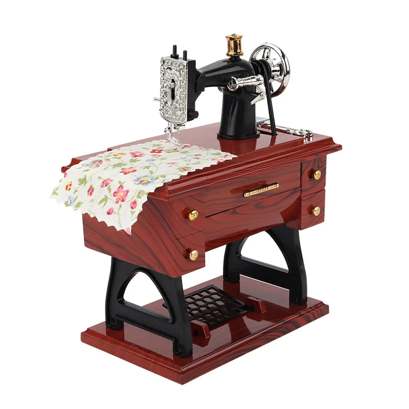 Sewing Machine Mini Music Box Clockwork Music Box for Office Birthday Home