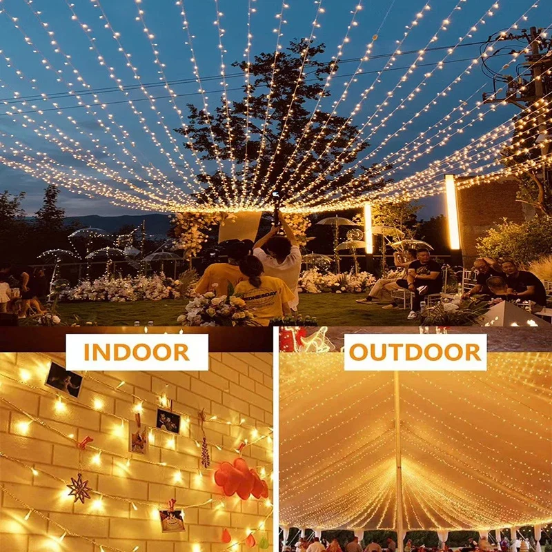 Guirnalda de luces LED para Navidad, guirnalda de luces de hadas para exteriores, calle, árbol para jardín, fiesta de boda, Patio, decoración de Año Nuevo, 5M-100M