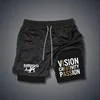 Men's Fitness Shorts With Double-Layer 2-In-1 Quick Drying Printed Fitness Outdoor Leisure Training Sports Shorts 1