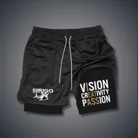 Men's Fitness Shorts With Double-Layer 2-In-1 Quick Drying Printed Fitness Outdoor Leisure Training Sports Shorts 1