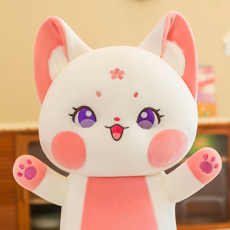 70-130Cm Giant Kawaii Kat Rode Vos Knuffel Zacht Dier Speelgoed Gevulde Kat Knuffel Lang Kussen Kussen voor Baby Meisjes Verjaardag Geschenken