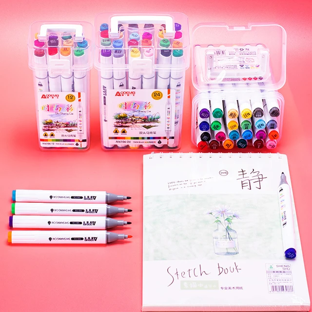 24-color Barreled Pen, Painting Art Marker Pen, Watercolor Brush Brush,  Calligraphy Sketch School Supplies - AliExpress