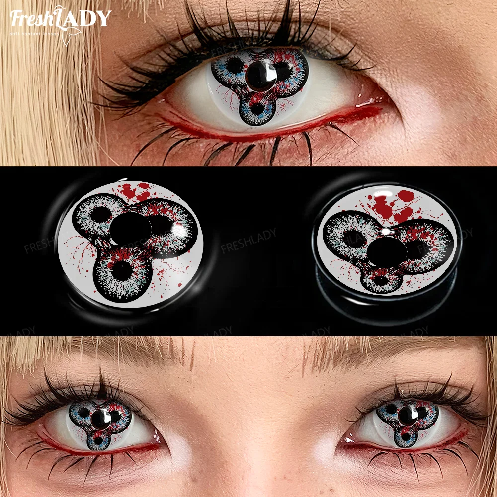 Vibrant Red Anime Cosplay Contact Lenses - Perfect for Halloween and Costume Parties
