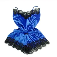 Ensemble pyjama d'été en dentelle et soie pour femmes, vêtements de nuit, Lingerie Sexy, haut et short, confortable et décontracté 3