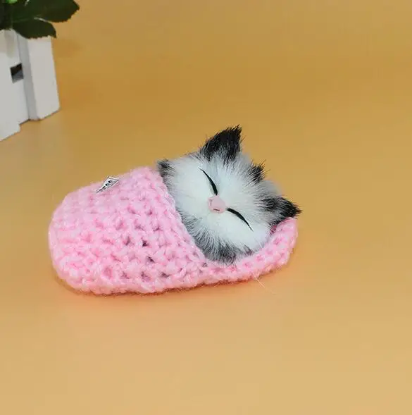 thumbnail image 1 of 1 pieza Mini lindo zapato con sonido realista gatitos gatos juguete de peluche gato durmiendo juguete niños apaciguar muñeco de peluche regalo de cumpleaños muñeca, 1 of 5