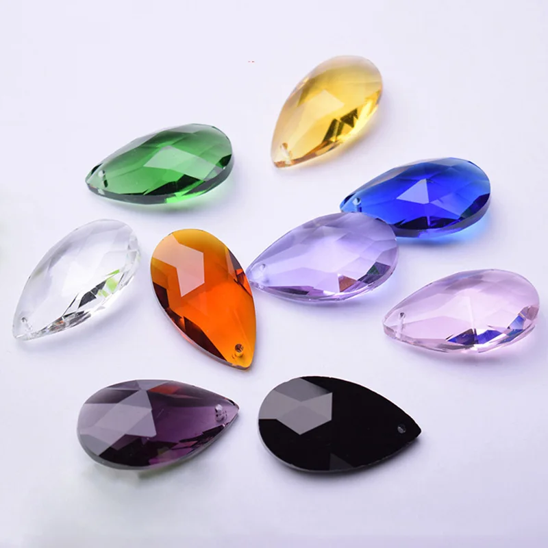 5pcs 22x13mm Teardrop Faceted Crystal Glass Loose Pendant Beads for Jewelry Making DIY Curtain 1pc gourd shaped transparent crystal pendant multi faceted glass prism chandelier hanging balcony bead curtain making accessory