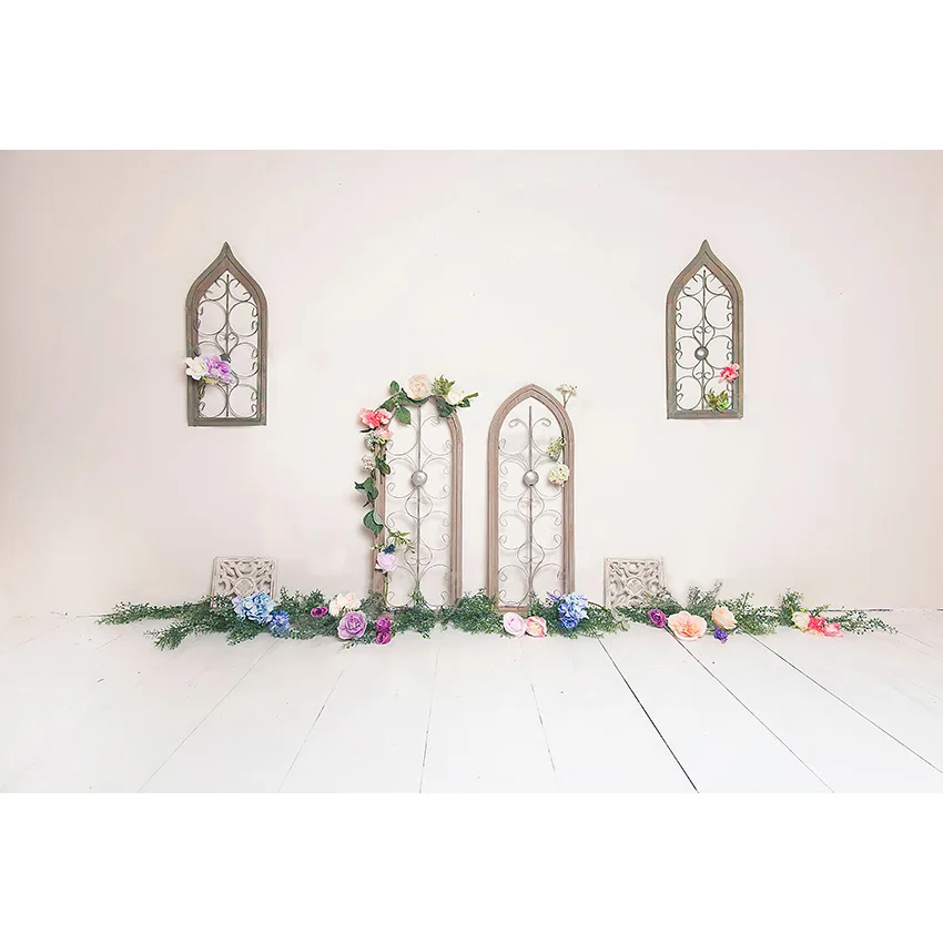 Mehofond Nature White Wall Photography Background Spring Green Grass Floral Scenic Baby Shower Birthday Backdrop Photo Studio photo backdrop