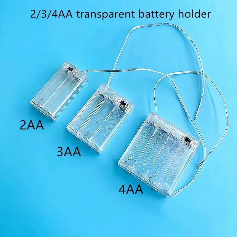 

Transparent 2AA 3AA 4AA Battery Holder Battery Storage Case with Switch Power Bank Cases Clear AA Battery Box Case