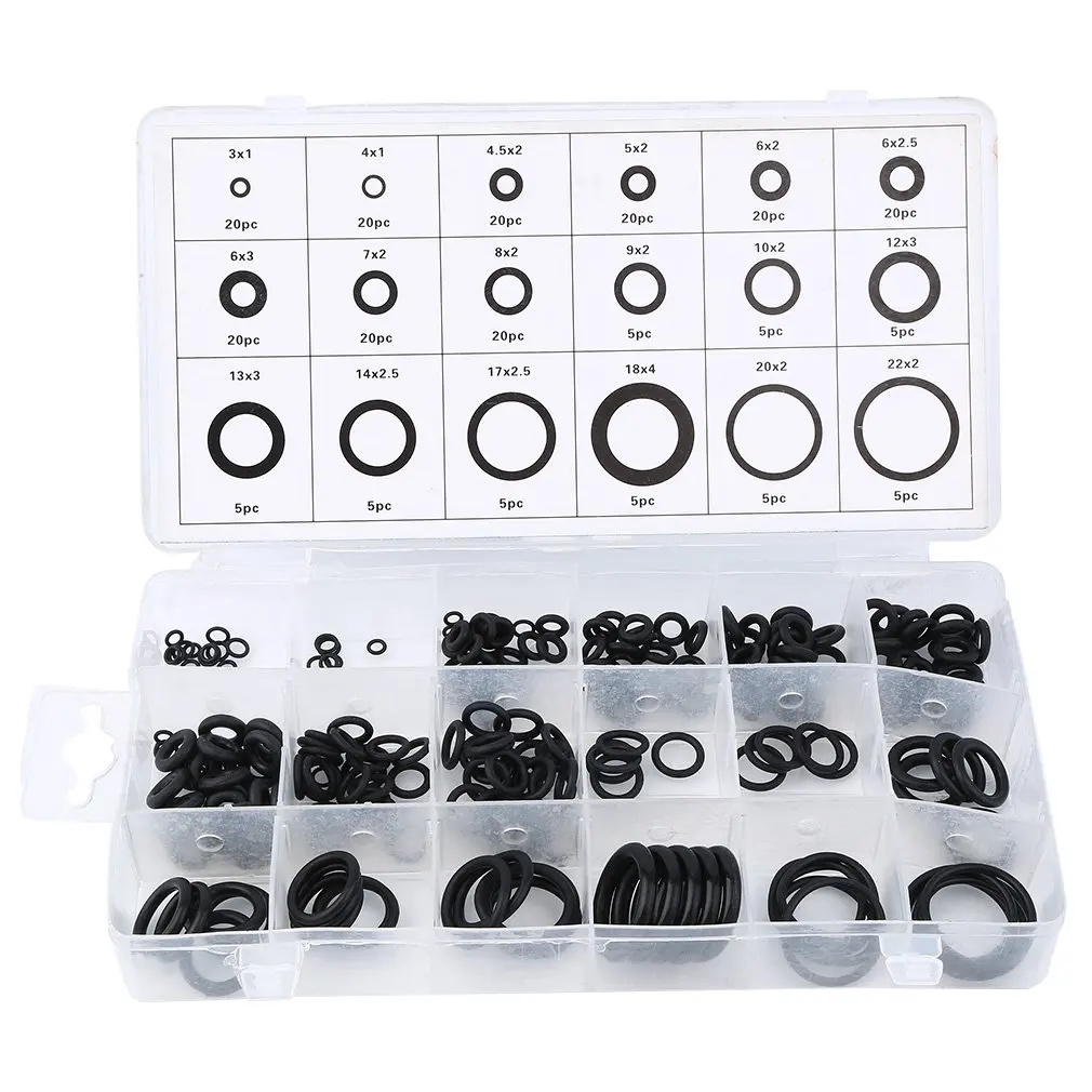 

Universal New tool 18 Sizes 225 x Rubber O Ring O-Ring Washer Gasket Automotive Seals Assortment Black For Car
