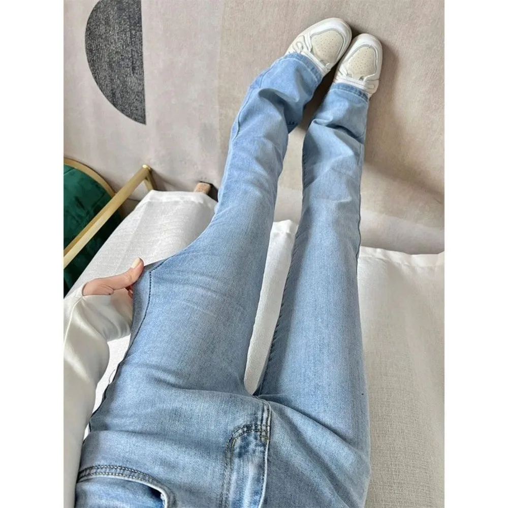 Invisible Open Crotch Outdoor Sex Jeans Female Students High Waist Slimming Retro College Style Flared Pants