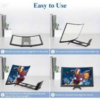 12" Foldable 3D Screen Magnifier Ultra-Clear HD Curved Lens for Smartphones with Portrait/Landscape Viewing Phone Accessories 3