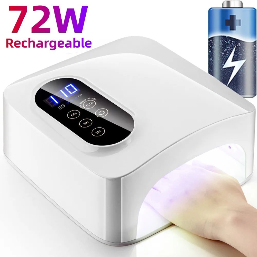 72WUVLEDLampRechargeableNailDryerFastDryLEDUVNailDrying