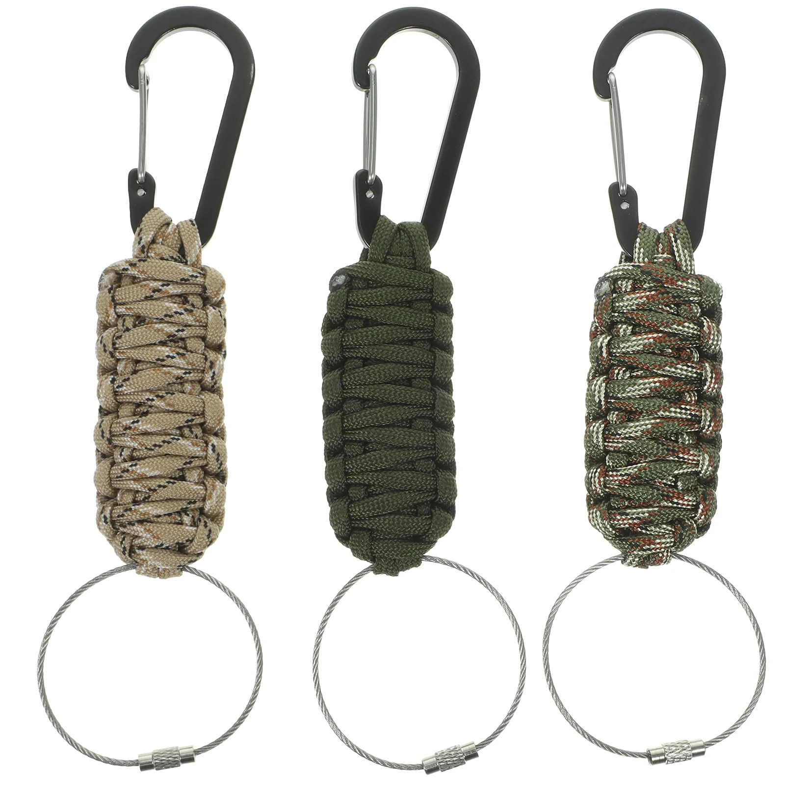 

3 Pcs Key Fob Rings Outdoor Chain Keychains with Carabiner Clip Camping Pendant Man Travel