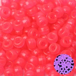 Set of 100 Luminous Acrylic Pony Beads - Large Hole Spacer Beads for DIY Crafts, Jewelry, Bracelets, and Hair Accessories (Rose red)