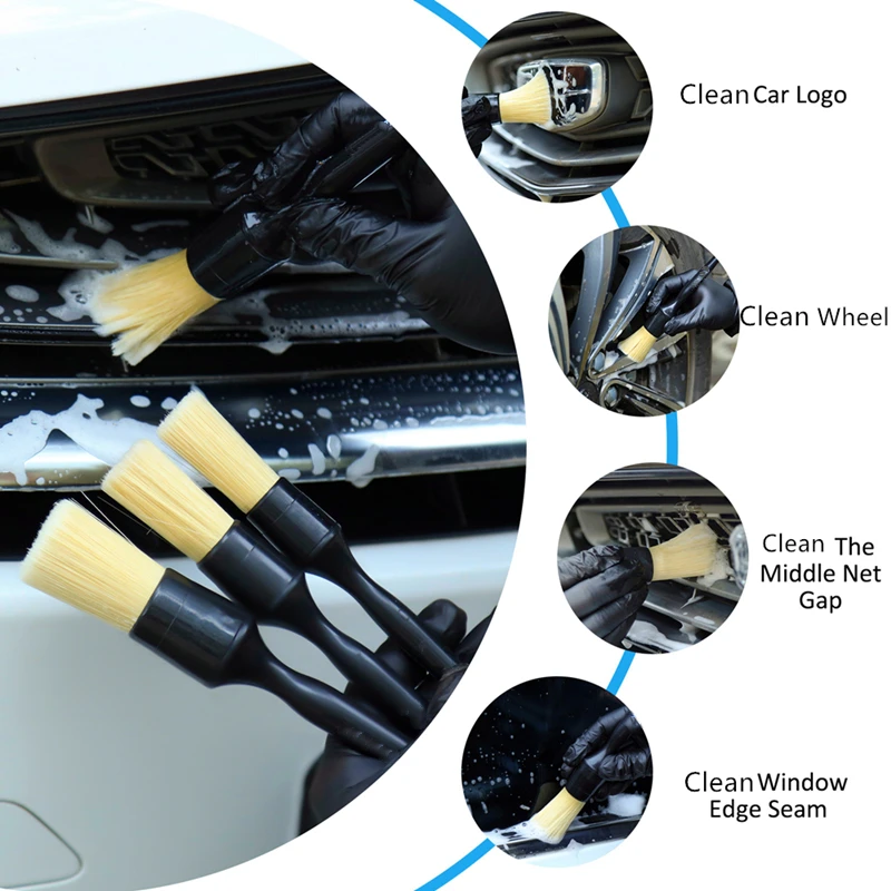 car seats cleaner 1/3 PCS Car Exterior Interior Detail Brush Boar Hair Bristle Brushes for Car Cleaning Auto Detail Tools Dashboard Cleaning Brush car windshield cleaner