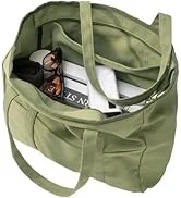 Bagelite Extra Large Canvas Tote Bag for Women Men, Utility Work Tote with Zipper, Laptop Tote, T...