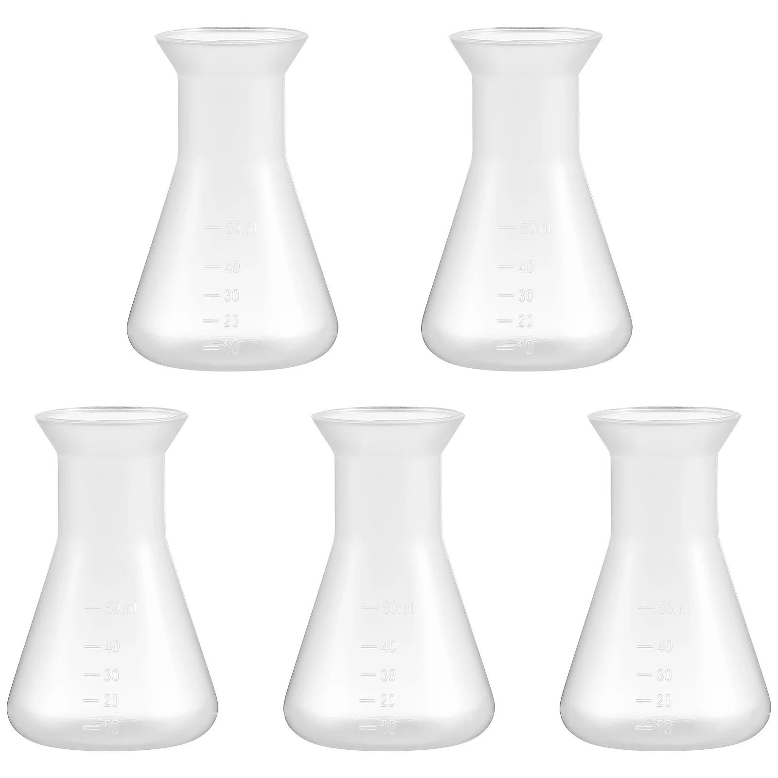 5 Pcs Flask Plastic Erlenmeyer Conical for Chemistry Laboratory Cone Bottle Measuring