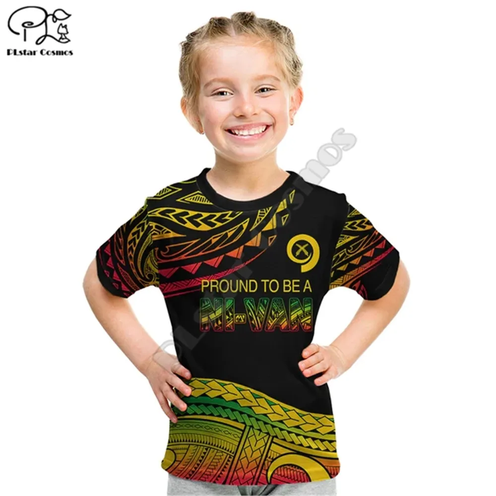 

Custom Tribal Vanuatu Kid T Shirt Pround To Be A Ni-Van 3D Printed T Shirts Summer Boy Girl Oversized Tops