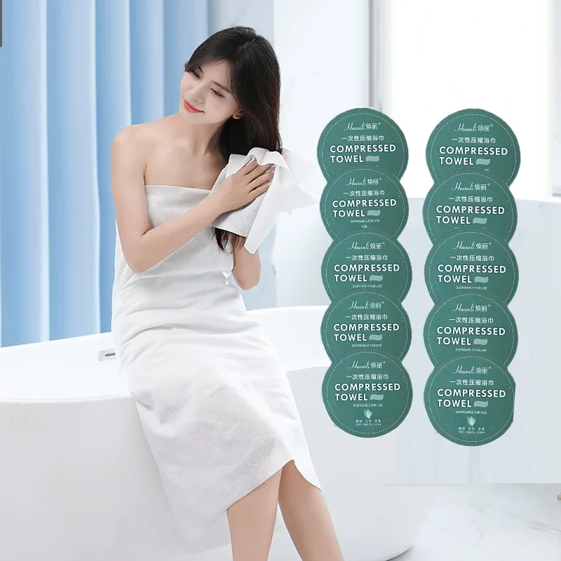 대형 일회용 목욕 수건, 두꺼운 압축 수건 티슈, 부드러운 여행 속건성 클렌징 트립 샤워 타월, 5 개, 10 개  Best5