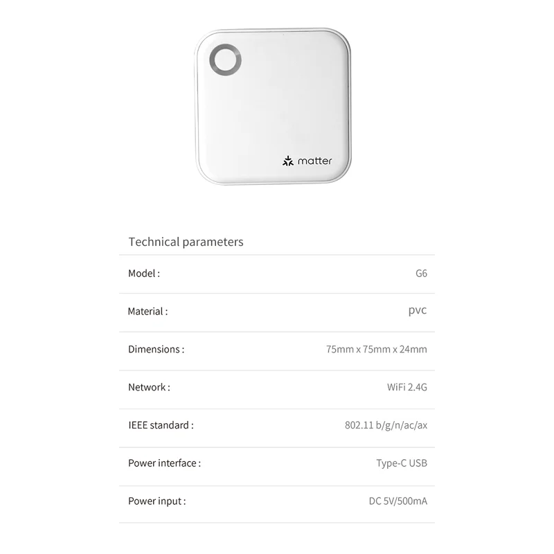 TTLOCK G6 2.4G 스마트 매터 게이트웨이 원격 제어 잠금 해제 무선 BLE-WiFi 라우터 지원 실시간 모니터링
