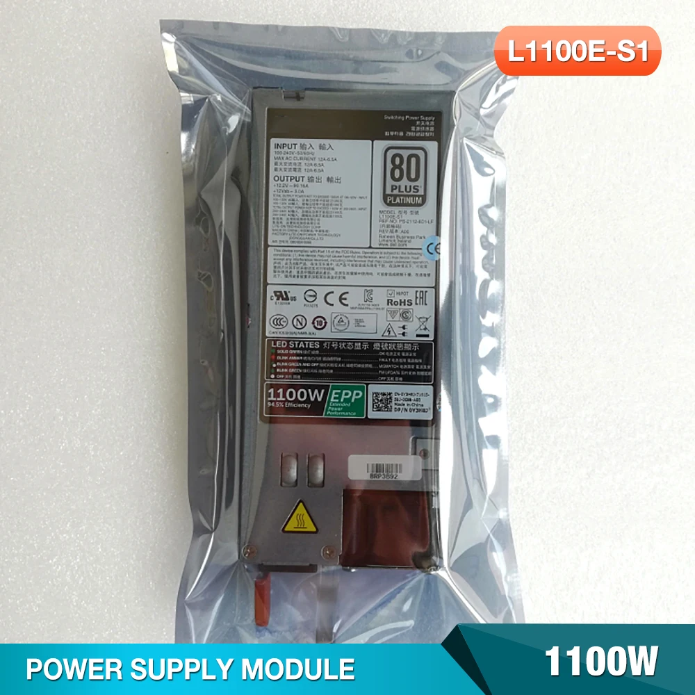 L1100E-S1 Per Dell R630 R730 1100W Alimentatore Server Y3H8J Muslimate D1100E-S1