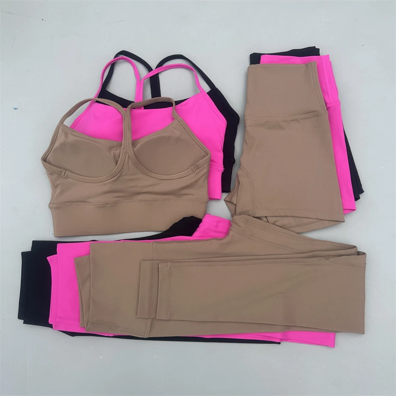 

3 Piece Gym Fashion Yoga Suit Women's Sportswear Running Workout Pilates Fitness Suit Soft Breathable Sexy Hot Girl Sportswear